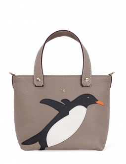 'En L'Air le Sac Pingouin' Nappa Leather Handbag Warm Grey & Gold