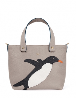 'En L'Air le Sac Pingouin' Sac Cabas Cuir Nappa Perle & Or