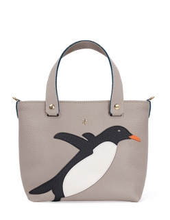 'En L'Air le Sac Pingouin' Sac Cabas Cuir Nappa Perle & Or