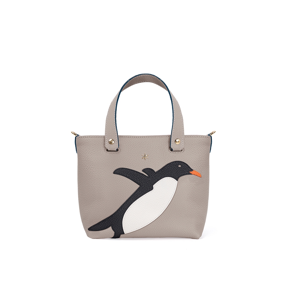 'En L'Air le Sac Pingouin' Sac Cabas Cuir Nappa Perle & Or