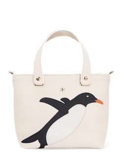 'En L'Air le Sac Pingouin' Sac Cabas Cuir Nappa Crème & Or