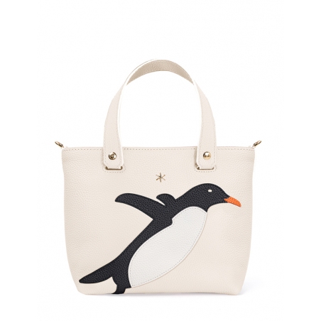 'En L'Air le Sac Pingouin' Nappa Leather Handbag Cream & Gold
