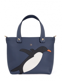 'En L'Air le Sac Pingouin' Sac Cabas Cuir Nappa Marine & Or