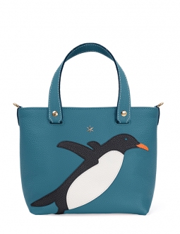 'En L'Air le Sac Pingouin' Nappa Leather Handbag Indigo & Gold