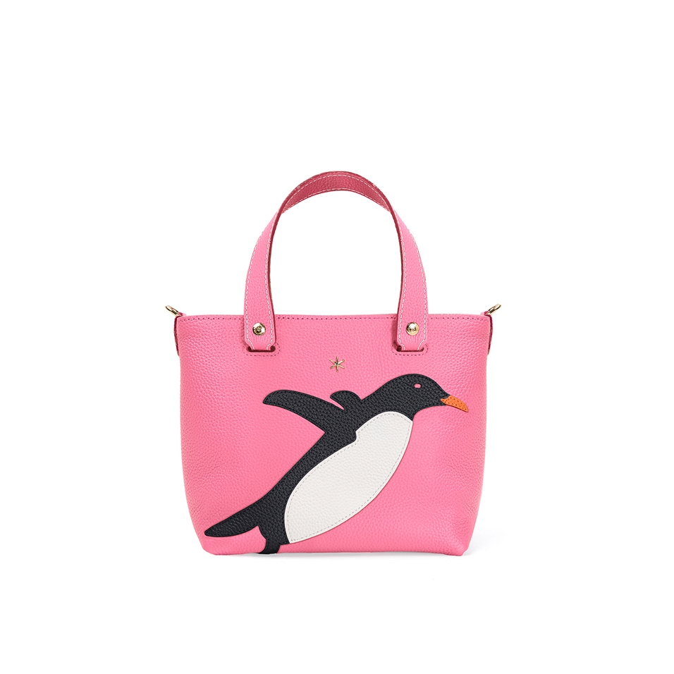 'En L'Air le Sac Pingouin' Sac Cabas Cuir Nappa Rose & Or