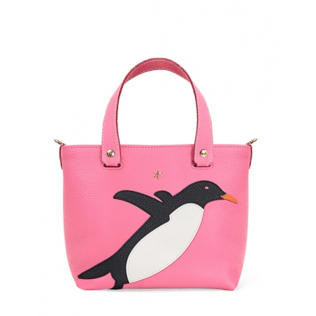 'En L'Air le Sac Pingouin' Sac Cabas Cuir Nappa Rose & Or