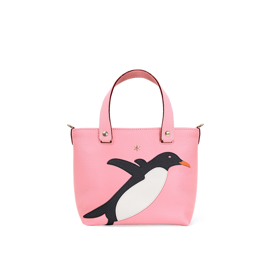 'En L'Air le Sac Pingouin' Nappa Leather Handbag Light Pink & Gold
