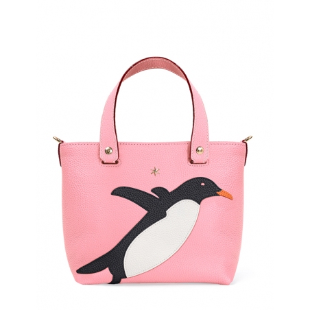 'En L'Air le Sac Pingouin' Nappa Leather Handbag Light Pink & Gold