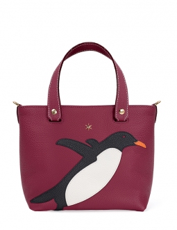 'En L'Air le Sac Pingouin' Nappa Leather Handbag Dark Red & Gold