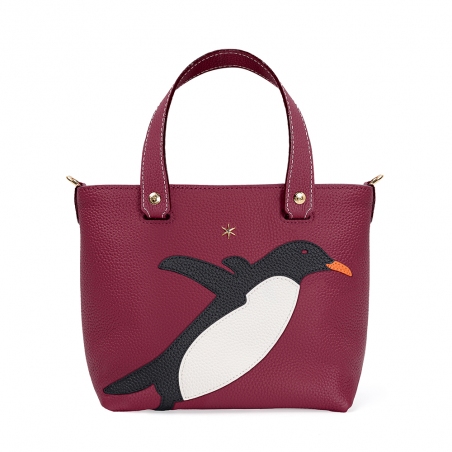 'En L'Air le Sac Pingouin' Nappa Leather Handbag Dark Red & Gold