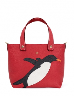 'En L'Air le Sac Pingouin' Nappa Leather Handbag Red & Gold