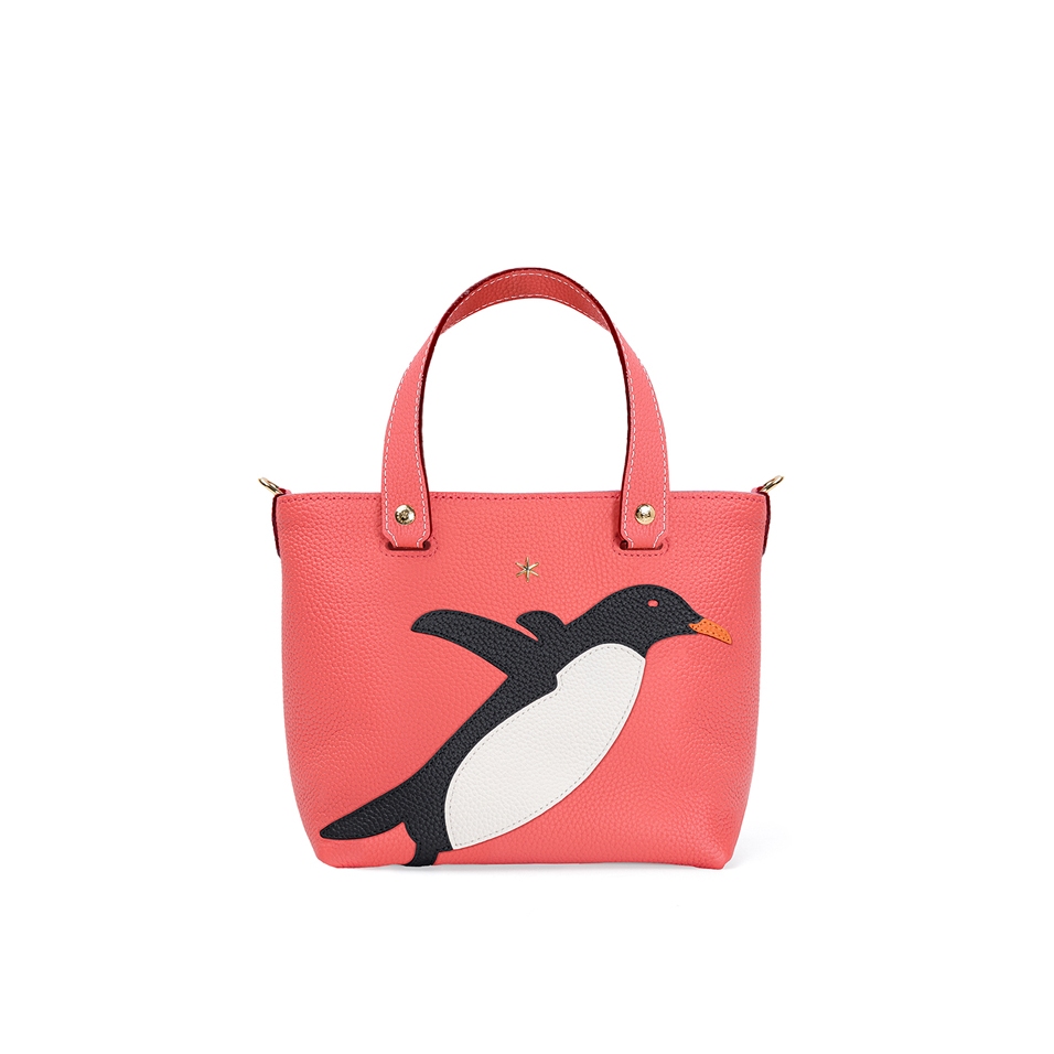 'En L'Air le Sac Pingouin' Sac Cabas Cuir Nappa Pastèque & Or