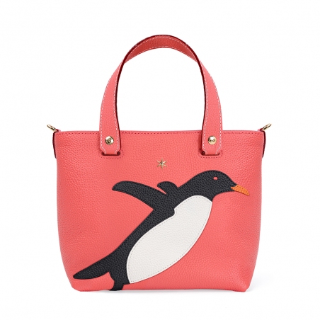 'En L'Air le Sac Pingouin' Sac Cabas Cuir Nappa Pastèque & Or