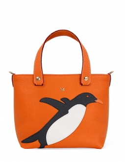 'En L'Air le Sac Pingouin' Sac Cabas Cuir Nappa Orange & Or