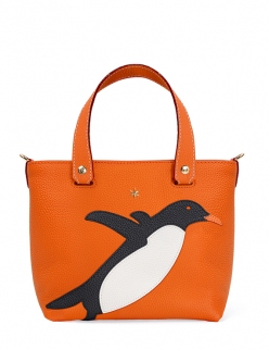 'En L'Air le Sac Pingouin' Sac Cabas Cuir Nappa Orange & Or