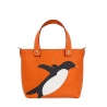 'En L'Air le Sac Pingouin' Nappa Leather Handbag Orange & Gold