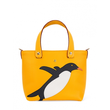 'En L'Air le Sac Pingouin' Nappa Leather Handbag Yellow & Gold