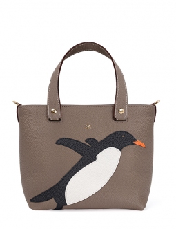 'En L'Air le Sac Pingouin' Nappa Leather Handbag Volcan & Gold