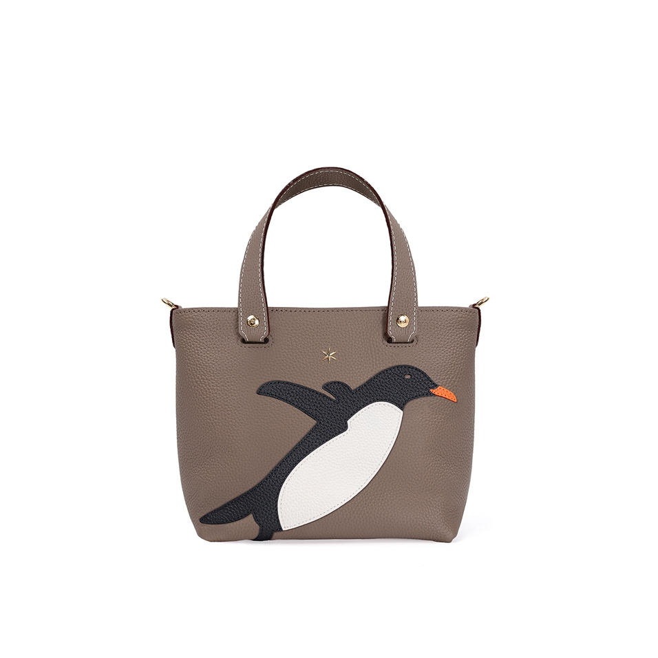 'En L'Air le Sac Pingouin' Sac Cabas Cuir Nappa Volcan & Or