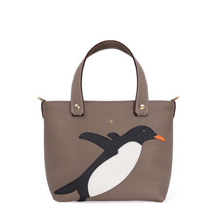 'En L'Air le Sac Pingouin' Sac Cabas Cuir Nappa Volcan & Or