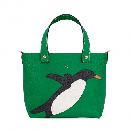 'En L'Air le Sac Pingouin' Nappa Leather Handbag Green & Gold