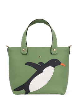 'En L'Air le Sac Pingouin' Nappa Leather Handbag Asperge & Gold