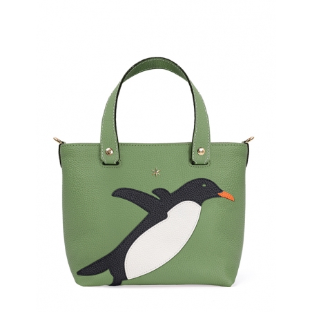 'En L'Air le Sac Pingouin' Nappa Leather Handbag Asperge & Gold