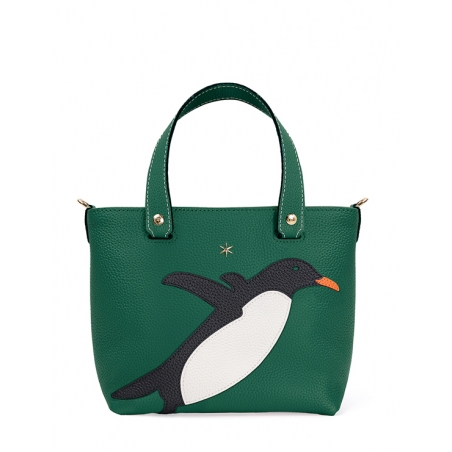 'En L'Air le Sac Pingouin' Nappa Leather Handbag Vert Pin & Or