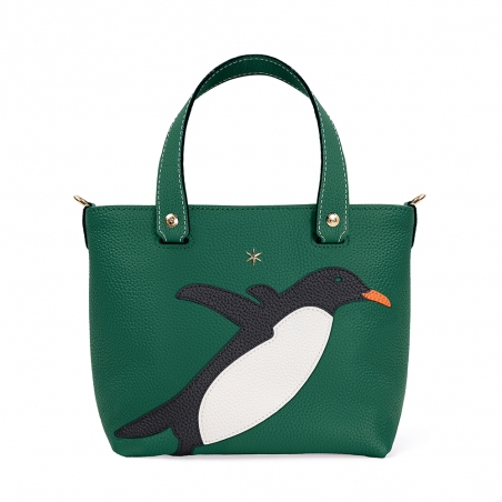 'En L'Air le Sac Pingouin' Nappa Leather Handbag Vert Pin & Or