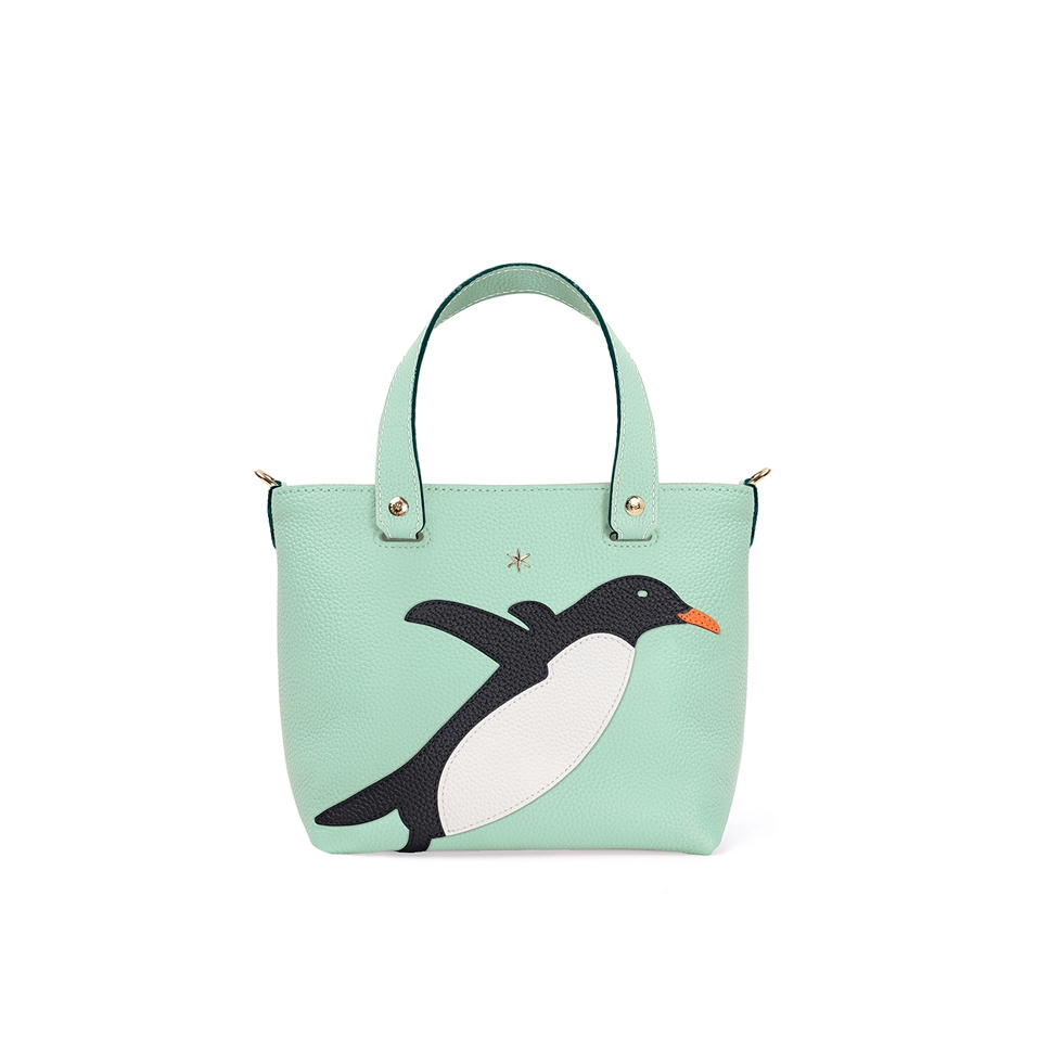 'En L'Air le Sac Pingouin' Nappa Leather Handbag Opaline & Gold