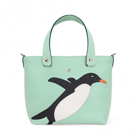 'En L'Air le Sac Pingouin' Sac Cabas Cuir Nappa Opaline & Or