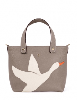 'En L'Air le Sac Oie' Sac Cabas Cuir Nappa Tourterelle & Or