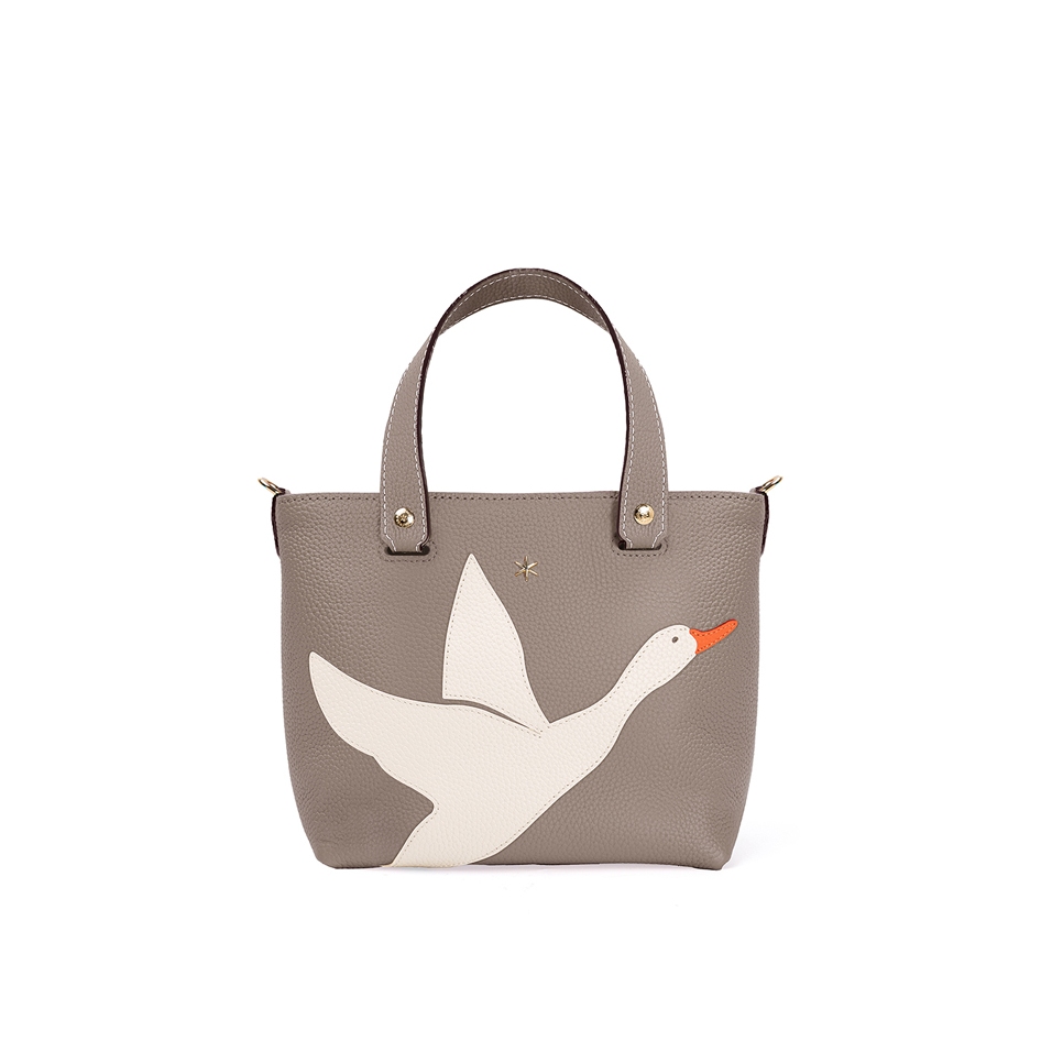 'En L'Air le Sac Oie' Nappa Leather Handbag Warm Grey & Gold