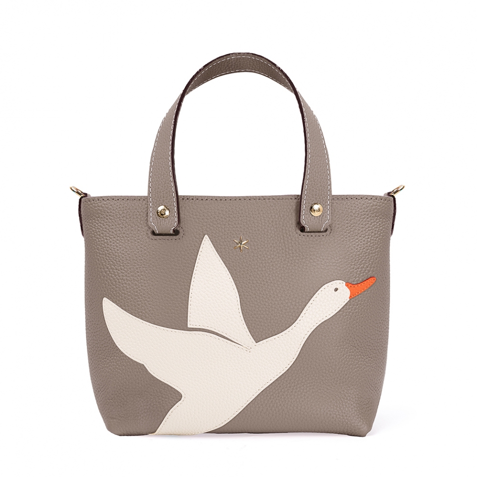 'En L'Air le Sac Oie' Nappa Leather Handbag Warm Grey & Gold
