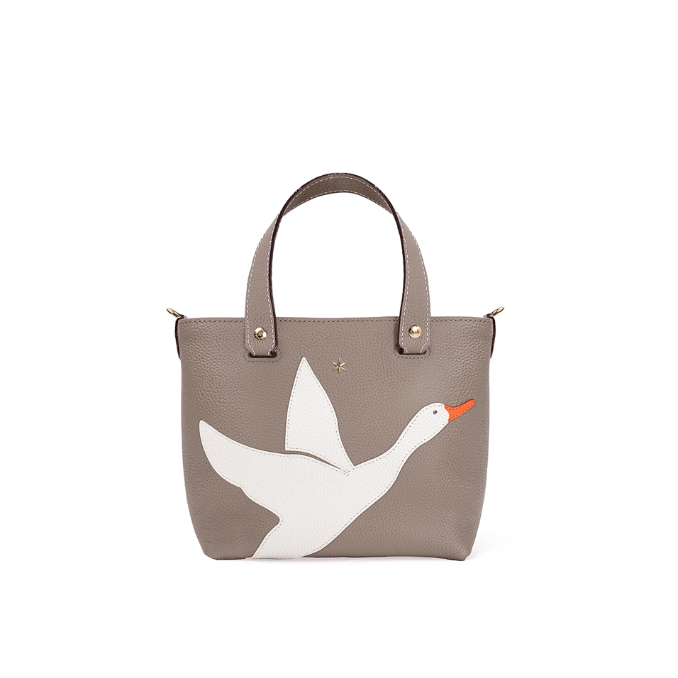 'En L'Air le Sac Oie' Nappa Leather Handbag Warm Grey & Gold