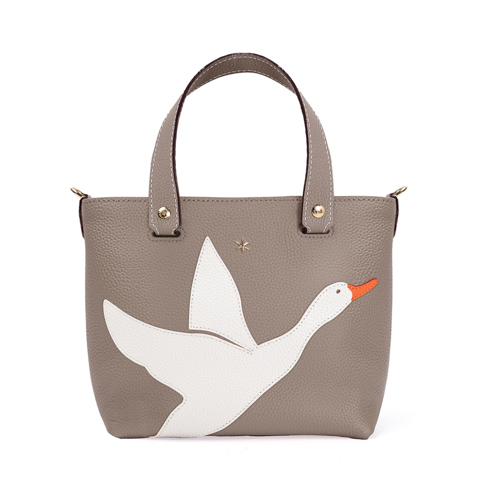 'En L'Air le Sac Oie' Nappa Leather Handbag Warm Grey & Gold