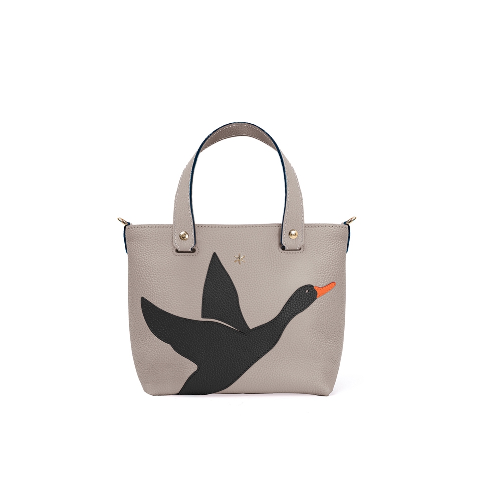'En L'Air le Sac Oie' Nappa Leather Handbag Pearl Grey & Gold