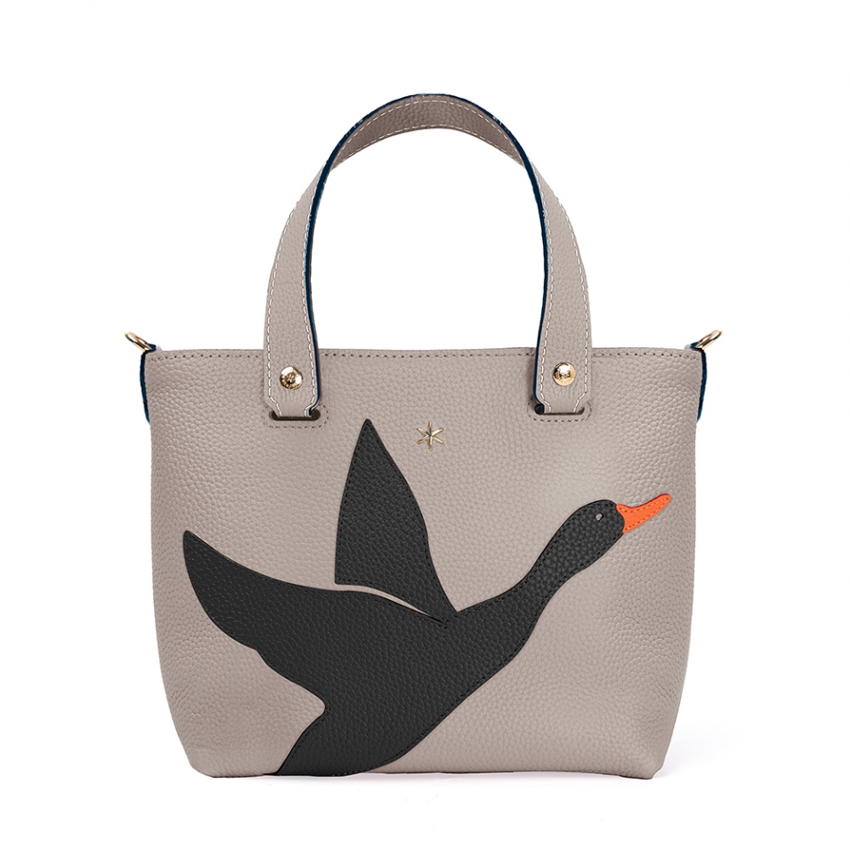 'En L'Air le Sac Oie' Nappa Leather Handbag Pearl Grey & Gold