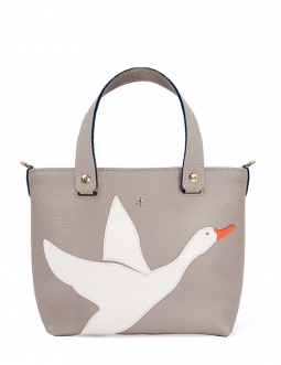 'En L'Air le Sac Oie' Nappa Leather Handbag Pearl Grey & Gold