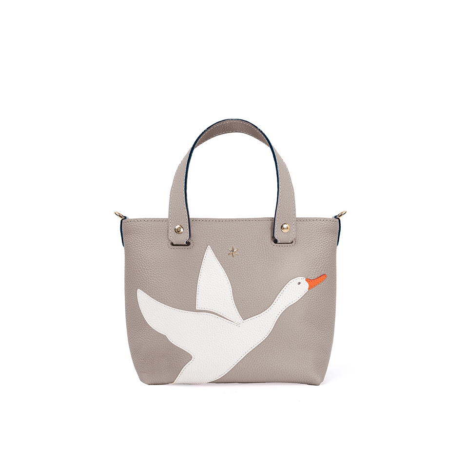 'En L'Air le Sac Oie' Nappa Leather Handbag Pearl Grey & Gold