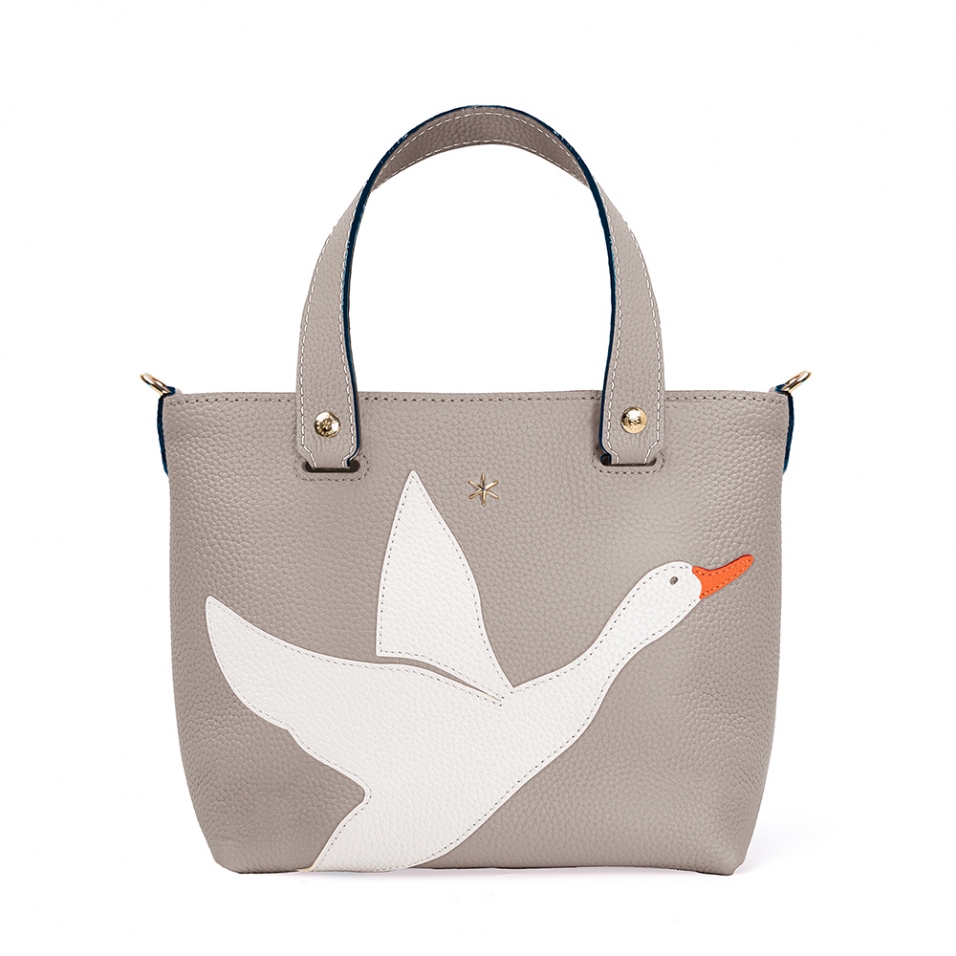 'En L'Air le Sac Oie' Sac Cabas Cuir Nappa Perle & Or