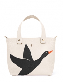 'En L'Air le Sac Oie' Sac Cabas Cuir Nappa Crème & Or