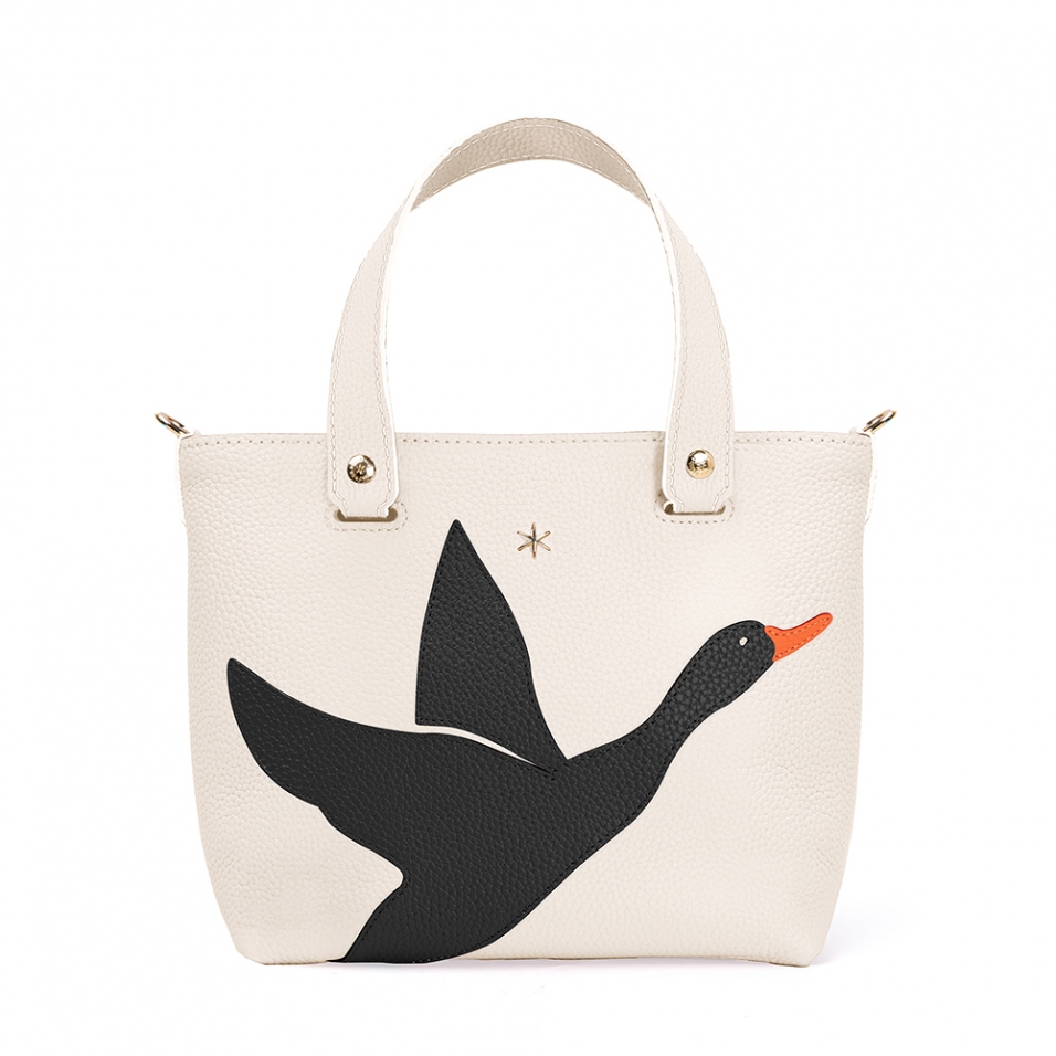 'En L'Air le Sac Oie' Sac Cabas Cuir Nappa Crème & Or