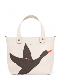 'En L'Air le Sac Oie' Sac Cabas Cuir Nappa Crème & Or
