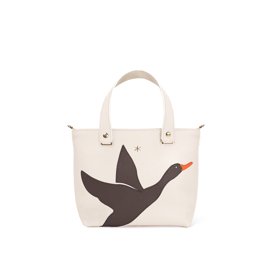 'En L'Air le Sac Oie' Sac Cabas Cuir Nappa Crème & Or