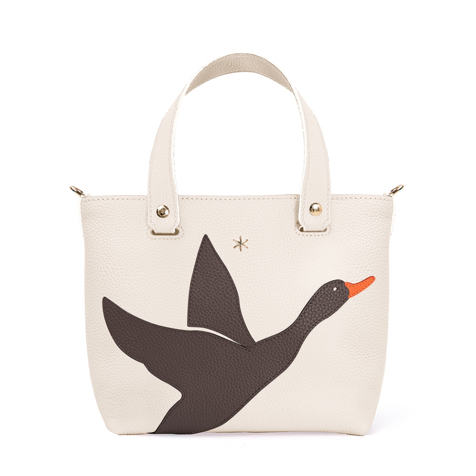 'En L'Air le Sac Oie' Nappa Leather Handbag Cream & Gold