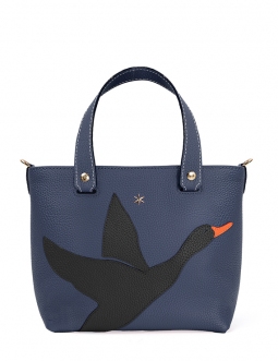 'En L'Air le Sac Oie' Sac Cabas Cuir Nappa Marine & Or