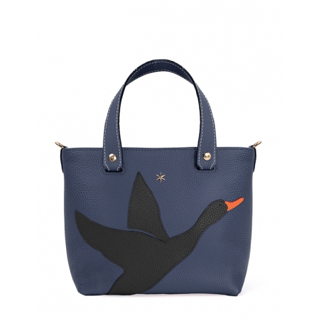 'En L'Air le Sac Oie' Nappa Leather Handbag Navy Blue & Gold