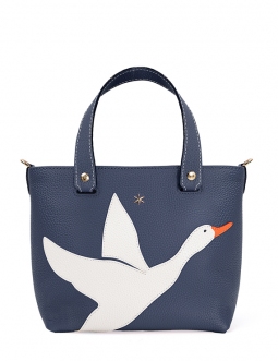 'En L'Air le Sac Oie' Nappa Leather Handbag Navy Blue & Gold