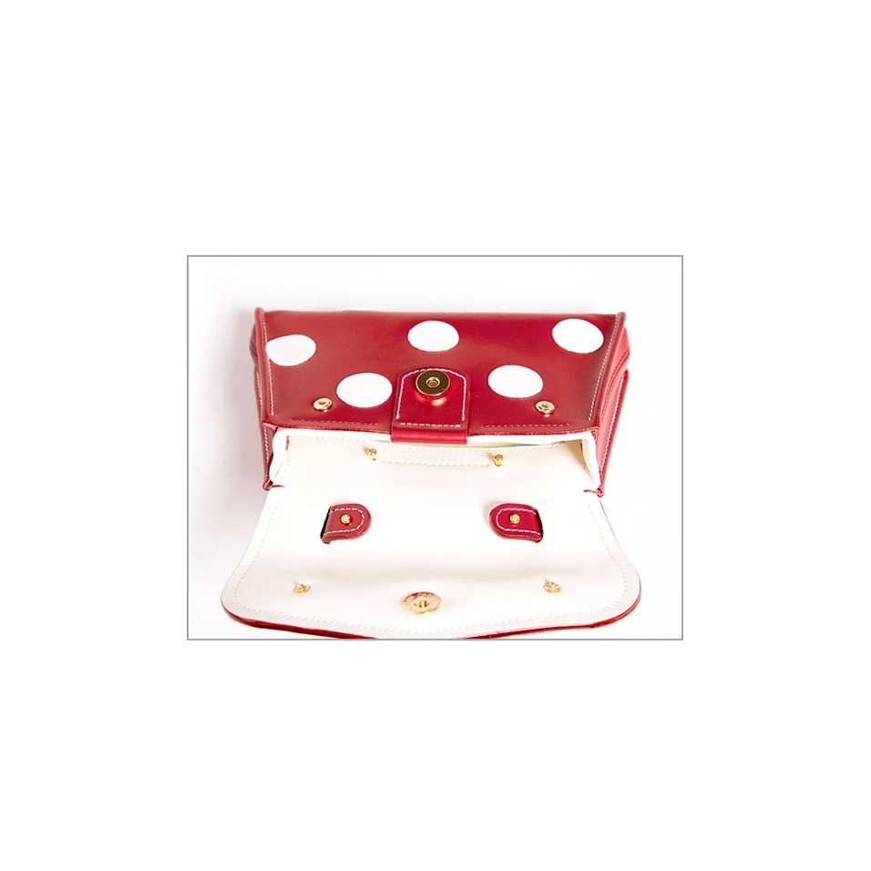 'Chantilly Soie Pois' Sac à main Cuir Bordeaux & Or